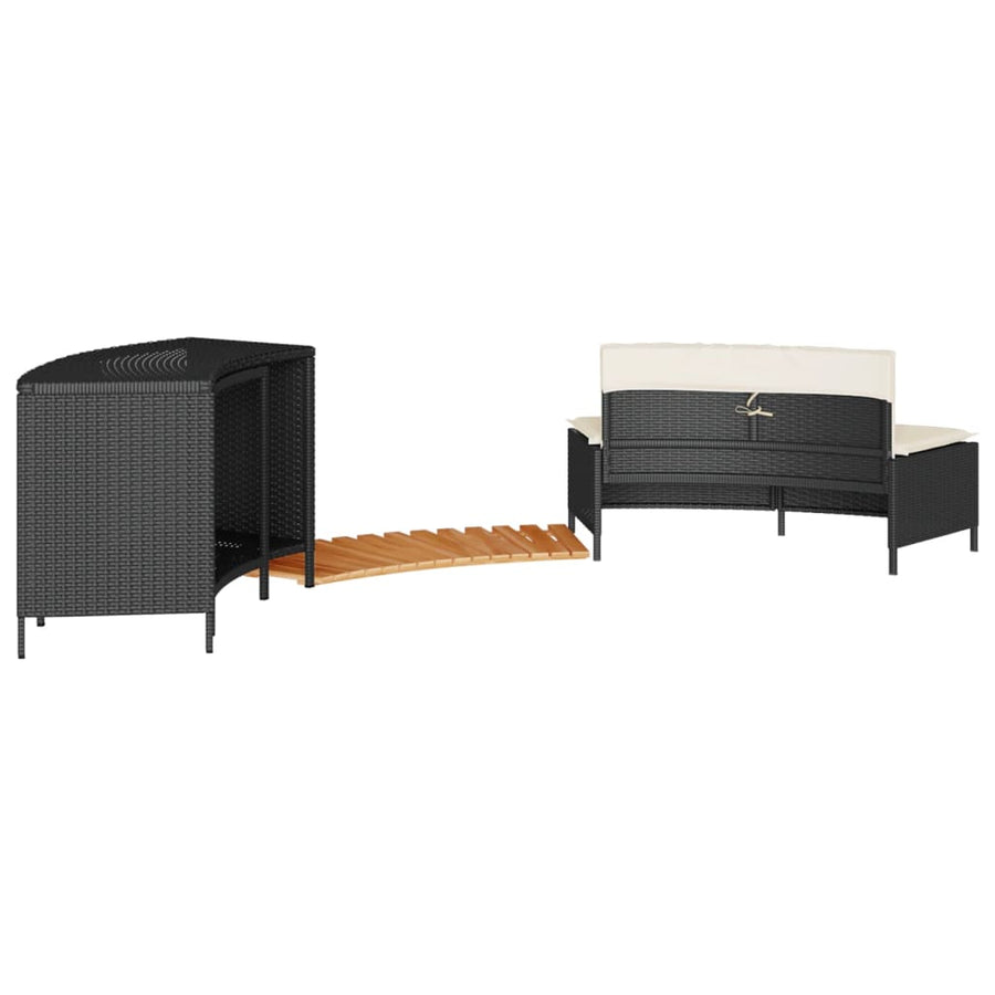 Hottub-ombouw poly rattan en massief acaciahout zwart
