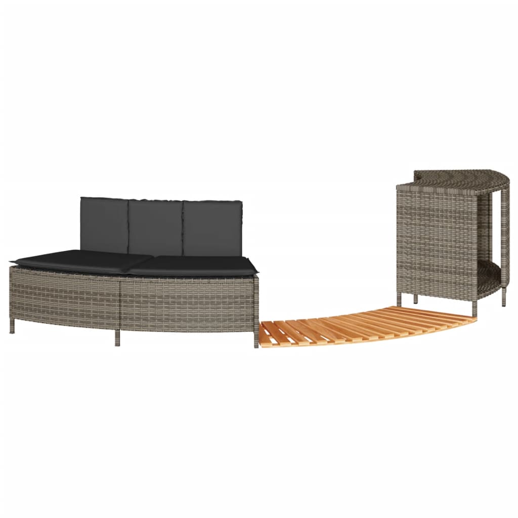 Hottub-ombouw poly rattan massief acaciahout grijs