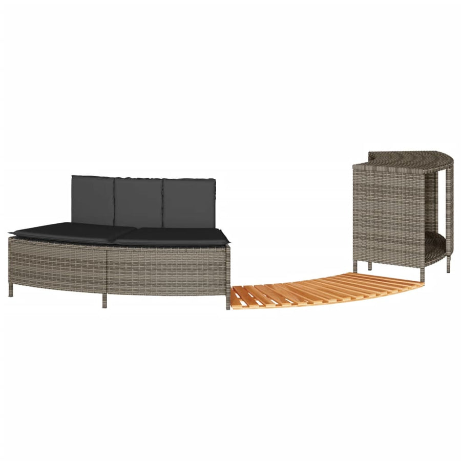 Hottub-ombouw poly rattan massief acaciahout grijs