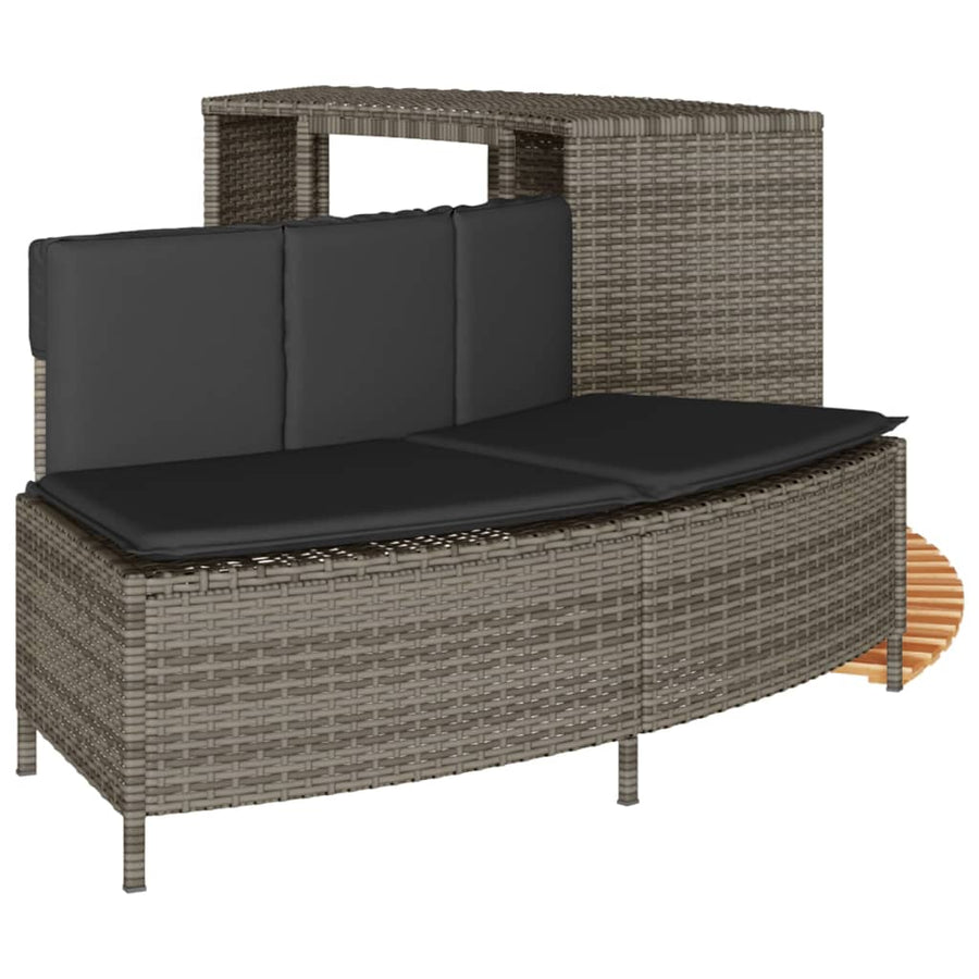 Hottub-ombouw poly rattan massief acaciahout grijs