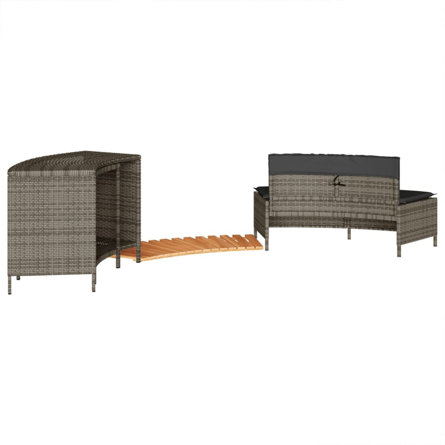 Hottub-ombouw poly rattan massief acaciahout grijs