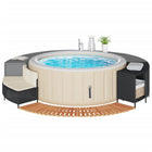 Hot tub surround poly rattan and solid acacia wood black