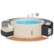 Hottub ombouw poly rattan massief acaciahout zwart