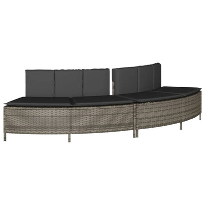Hottub-bankjes met kussens 2 st poly rattan grijs