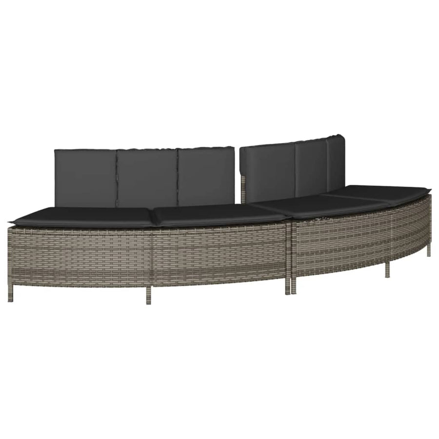 Hottub-bankjes met kussens 2 st poly rattan grijs