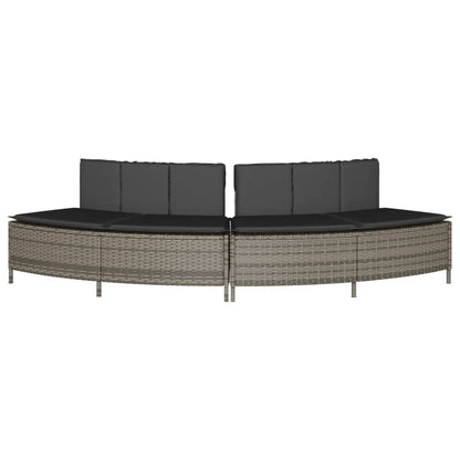 Hottub-bankjes met kussens 2 st poly rattan grijs