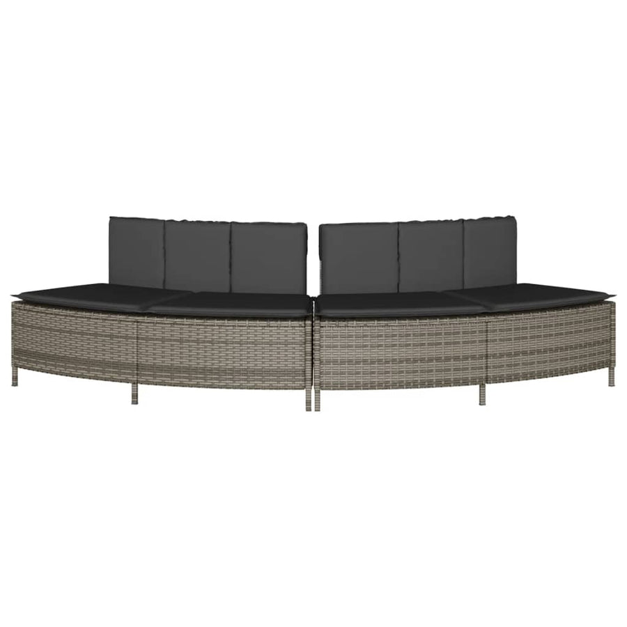 Hottub-bankjes met kussens 2 st poly rattan grijs