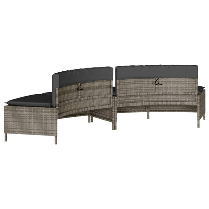 Hottub-bankjes met kussens 2 st poly rattan grijs