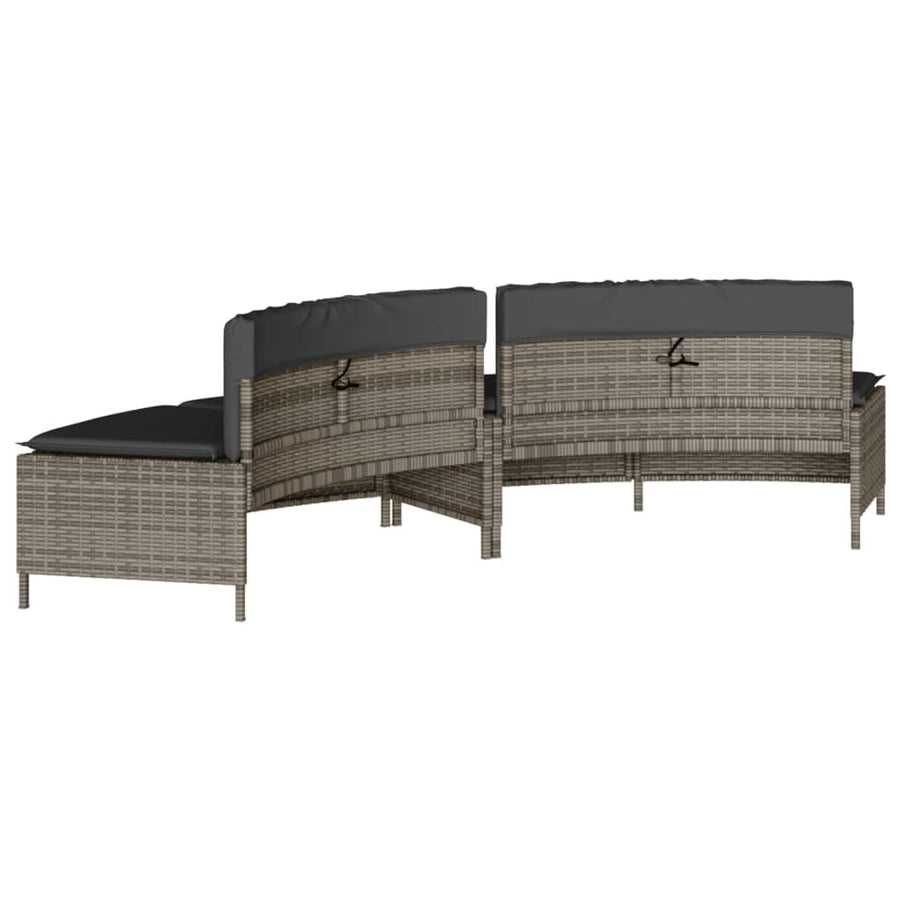 Hottub-bankjes met kussens 2 st poly rattan grijs