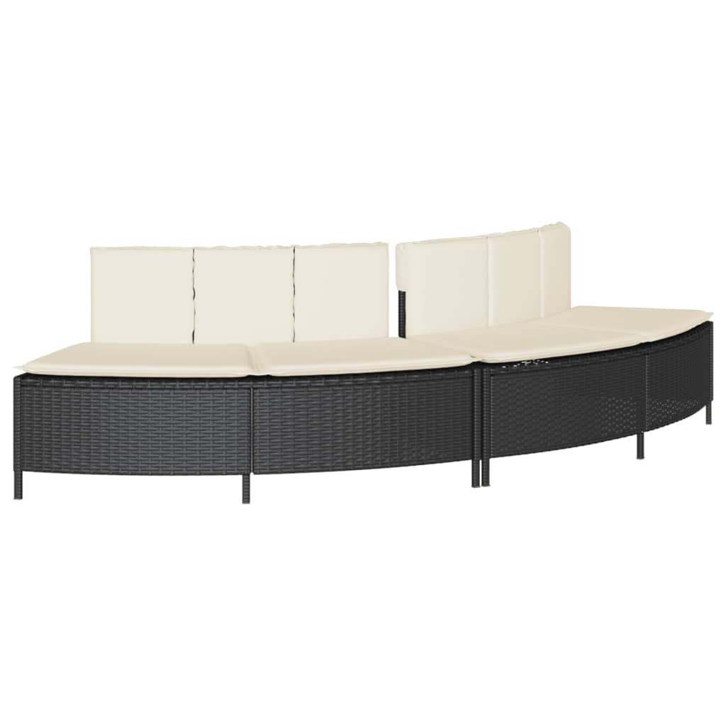 Hottub-bankjes met kussens 2 st poly rattan zwart