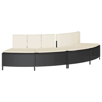 Hottub-bankjes met kussens 2 st poly rattan zwart
