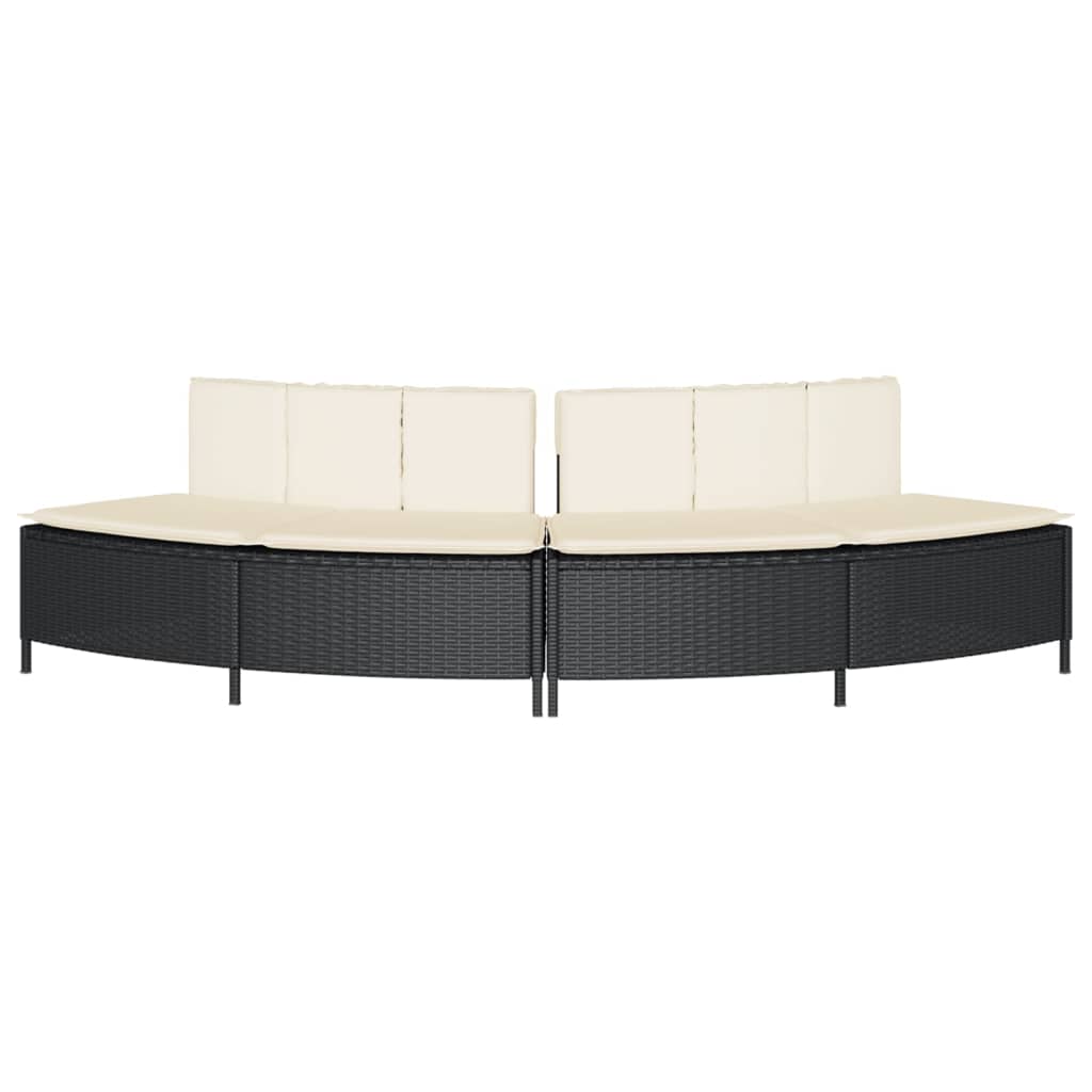 Hottub-bankjes met kussens 2 st poly rattan zwart