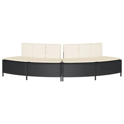 Hottub-bankjes met kussens 2 st poly rattan zwart