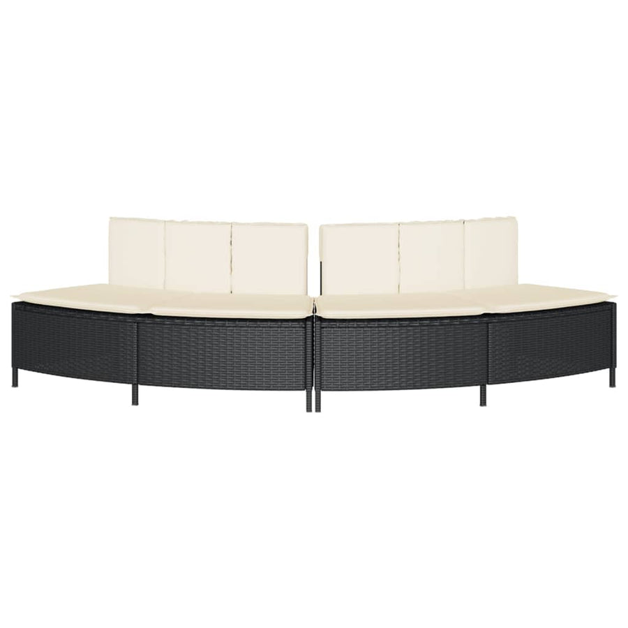 Hottub-bankjes met kussens 2 st poly rattan zwart