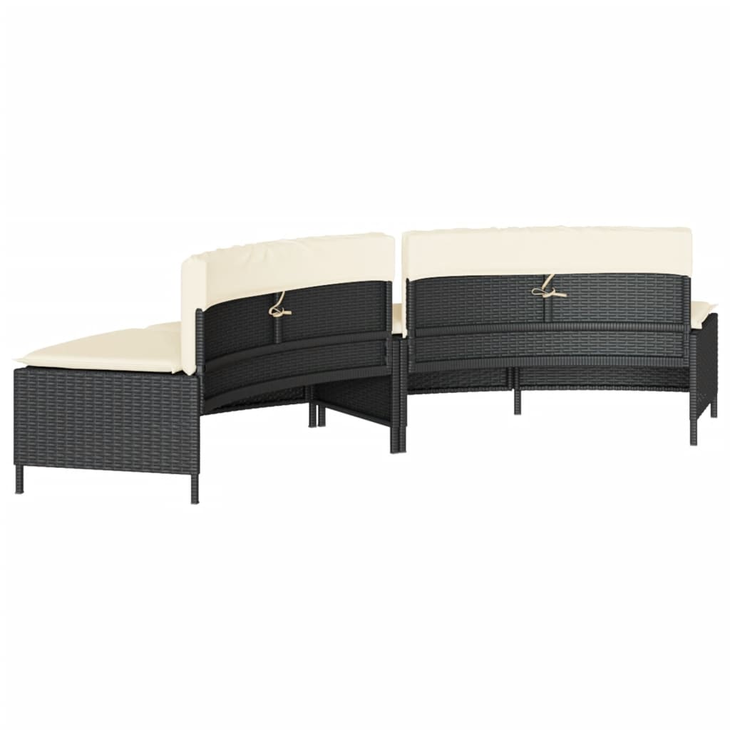 Hottub-bankjes met kussens 2 st poly rattan zwart