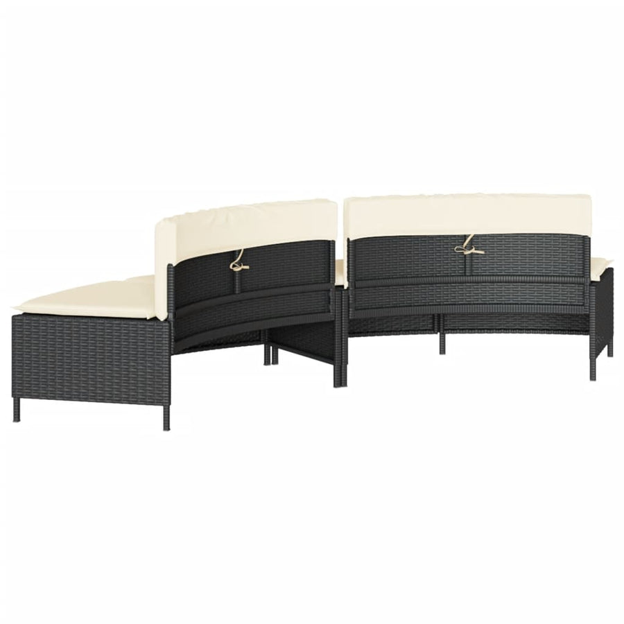 Hottub-bankjes met kussens 2 st poly rattan zwart