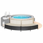 Hottub bankjes 2 stuks poly rattan zwart met kussens
