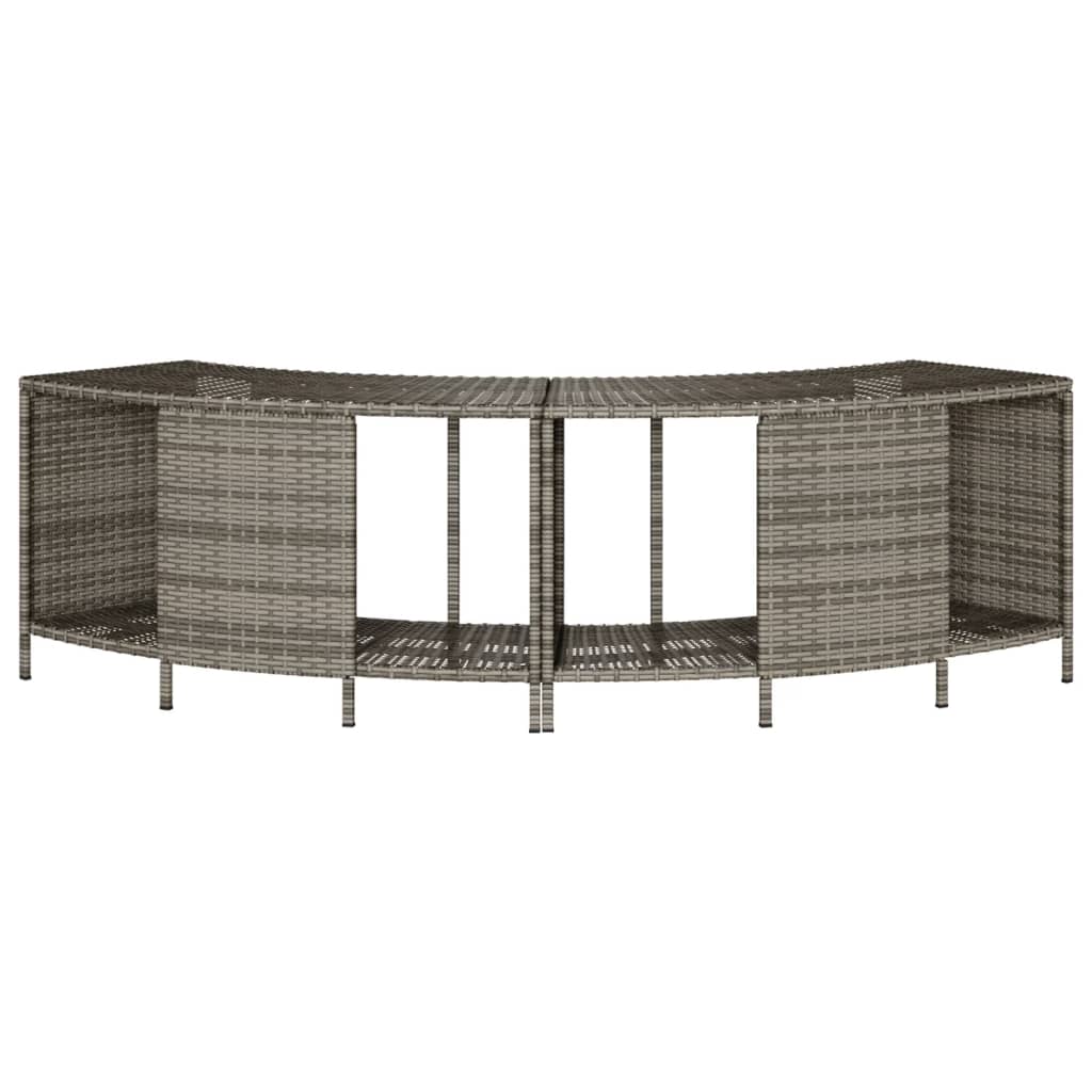 Opbergschappen voor hottub 2 st poly rattan grijs