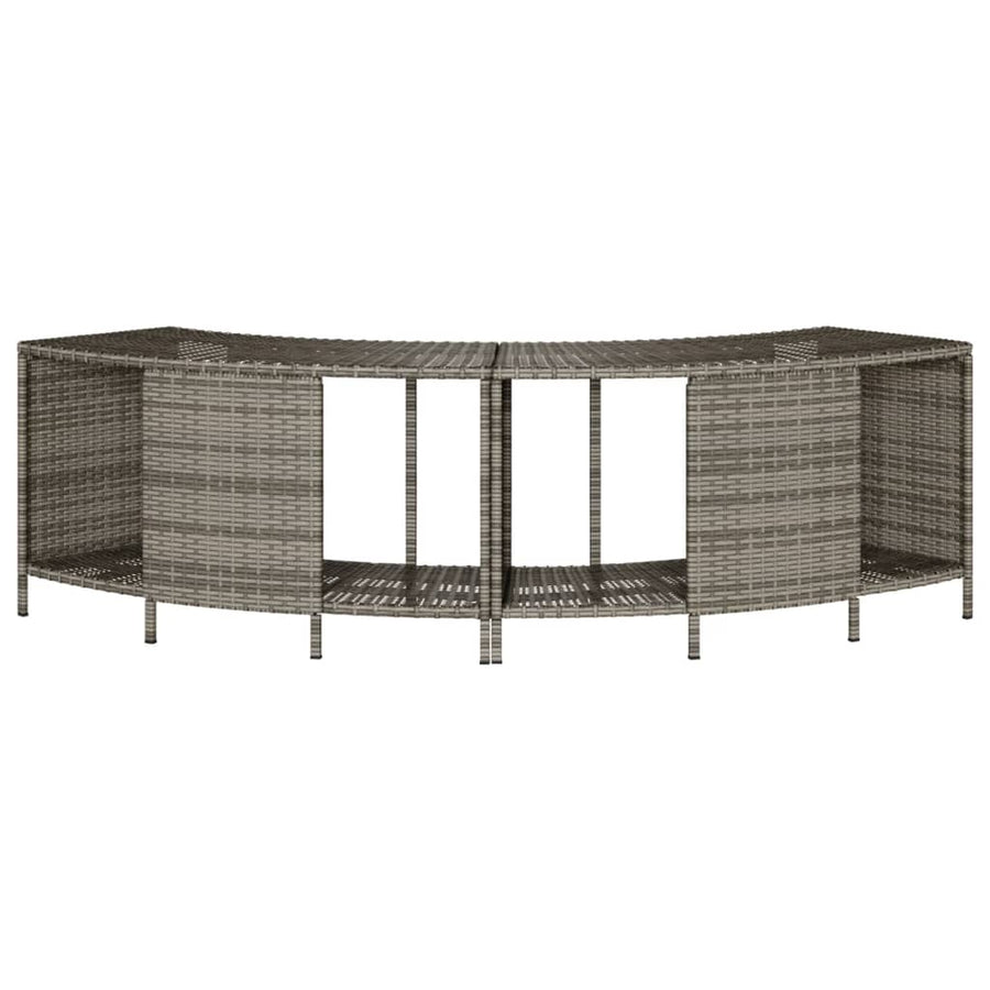 Opbergschappen voor hottub 2 st poly rattan grijs