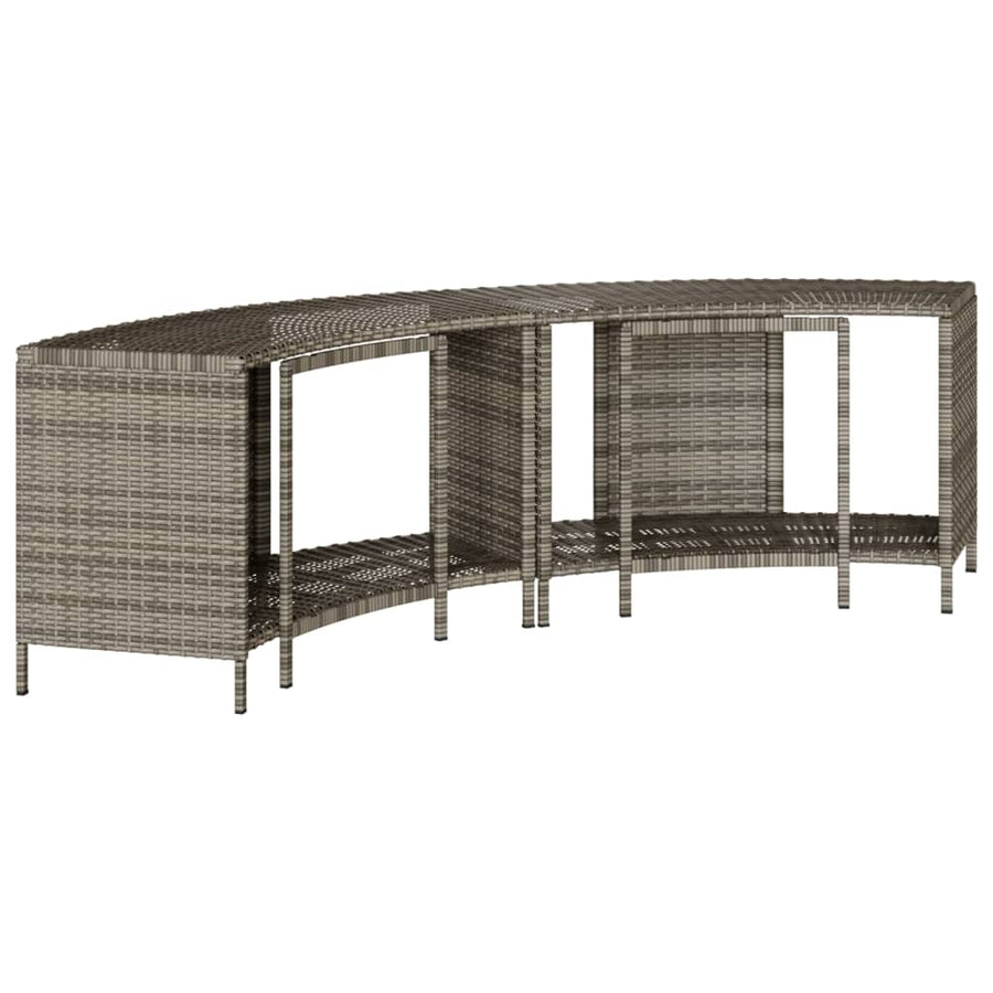 Opbergschappen voor hottub 2 st poly rattan grijs