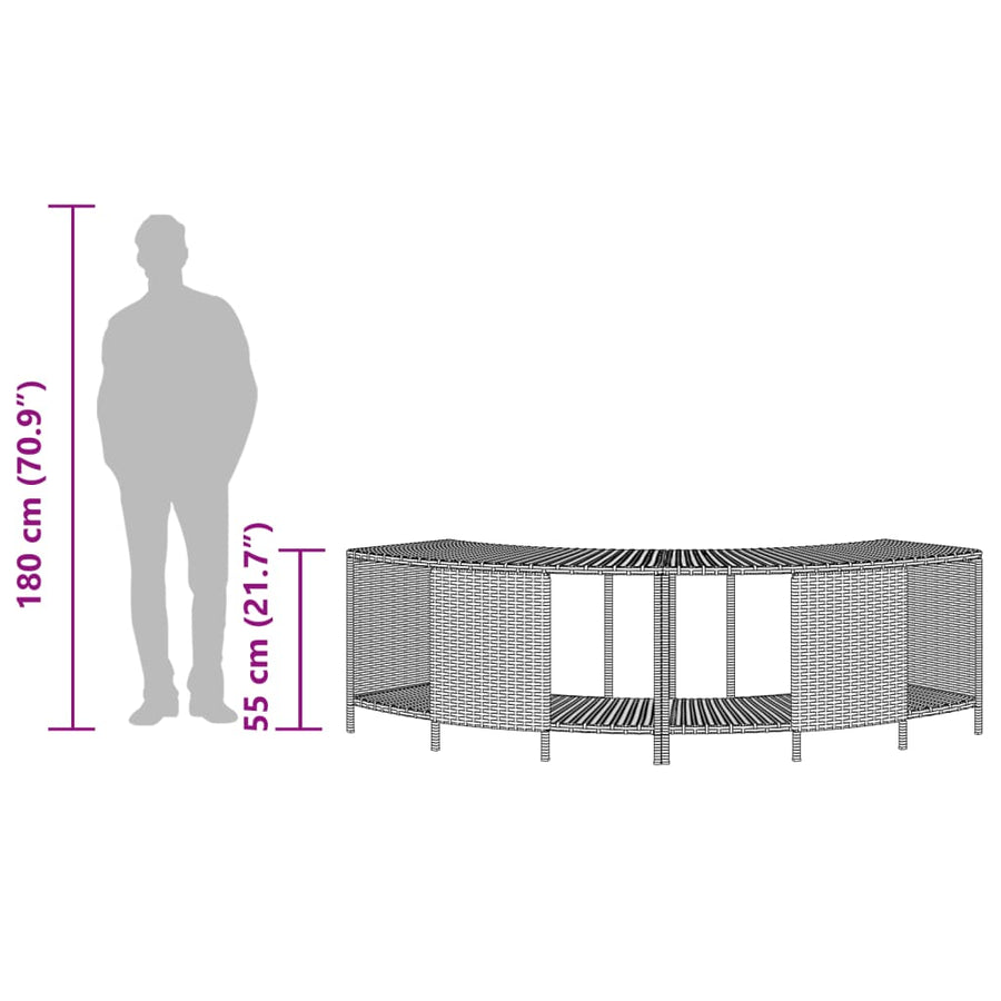 Opbergschappen voor hottub 2 st poly rattan grijs