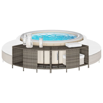 Opbergschappen voor hottub 2 st poly rattan grijs