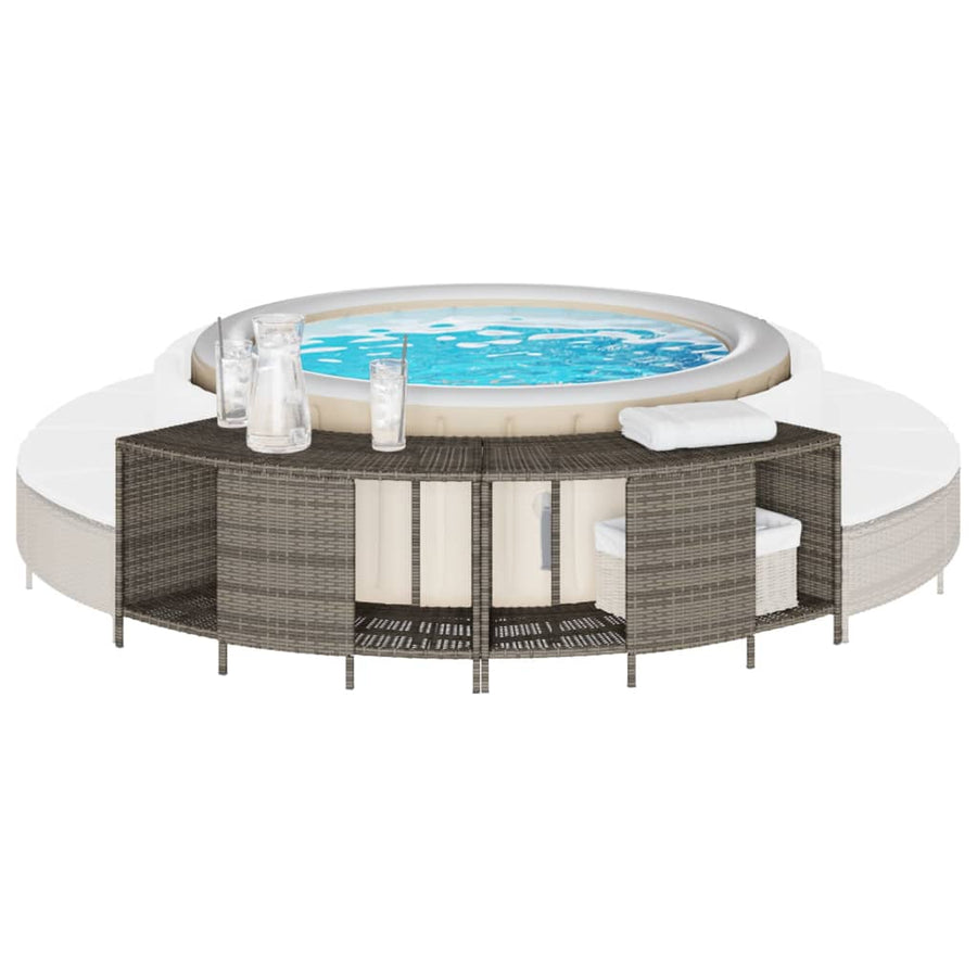 Opbergschappen voor hottub 2 st poly rattan grijs