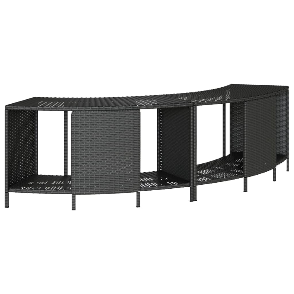 Opbergschappen voor hottub 2 st poly rattan zwart