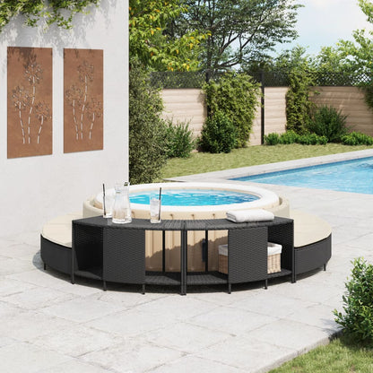 Opbergschappen voor hottub 2 st poly rattan zwart