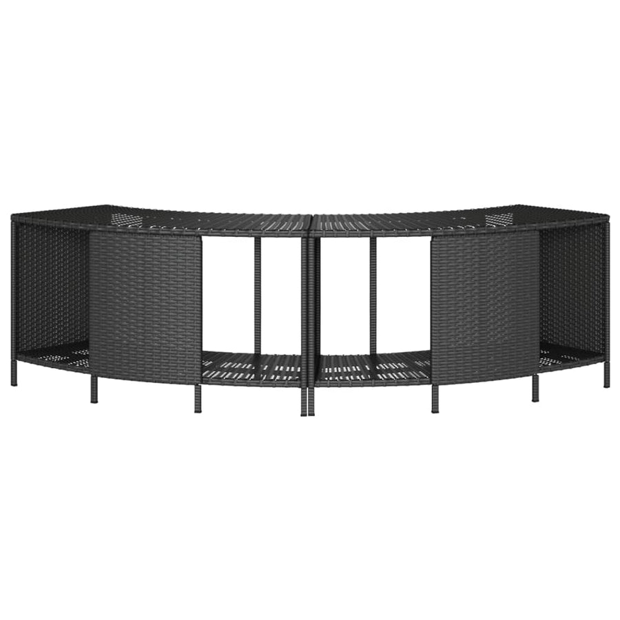 Opbergschappen voor hottub 2 st poly rattan zwart