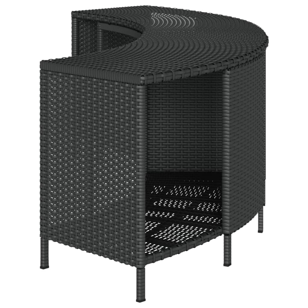 Opbergschappen voor hottub 2 st poly rattan zwart