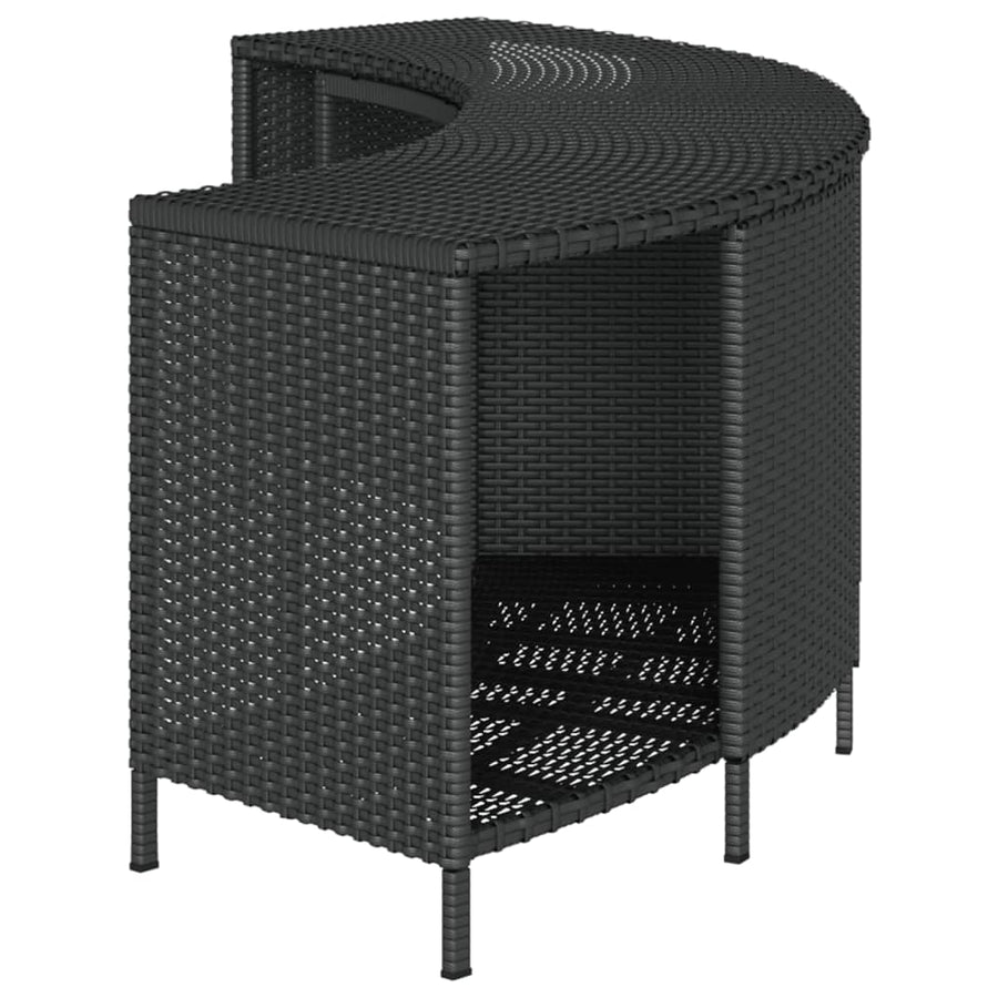 Opbergschappen voor hottub 2 st poly rattan zwart