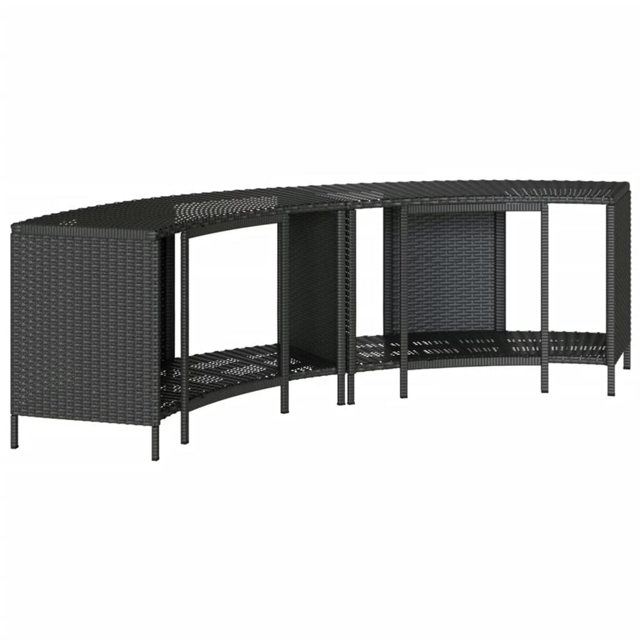 Opbergschappen voor hottub 2 st poly rattan zwart