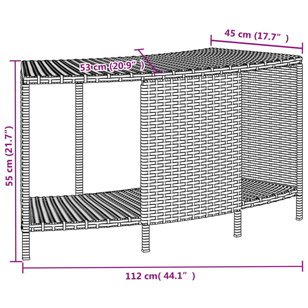 Opbergschappen voor hottub 2 st poly rattan zwart