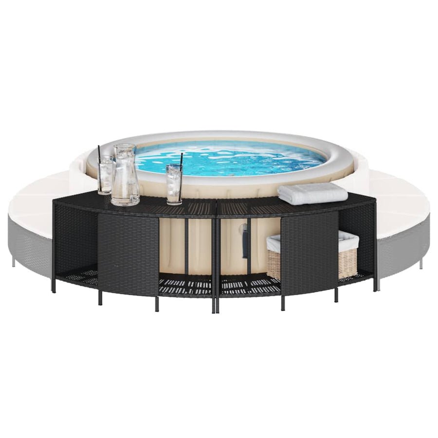 Opbergschappen voor hottub 2 st poly rattan zwart