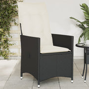 Tuinstoel verstelbaar poly rattan zwart met kussens