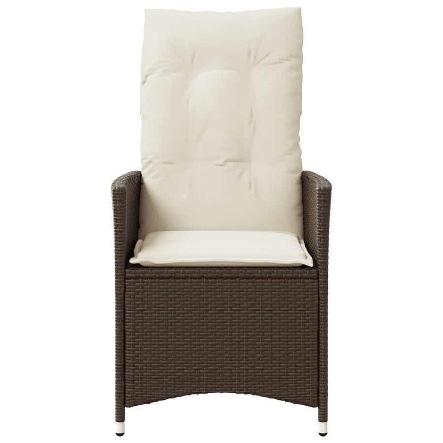 Tuinstoel verstelbaar met kussens poly rattan bruin