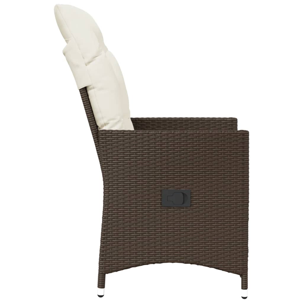 Tuinstoel verstelbaar met kussens poly rattan bruin