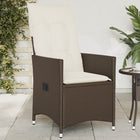 Adjustable garden chair with cushions poly rattan brown