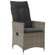 Tuinstoel verstelbaar met kussens poly rattan grijs