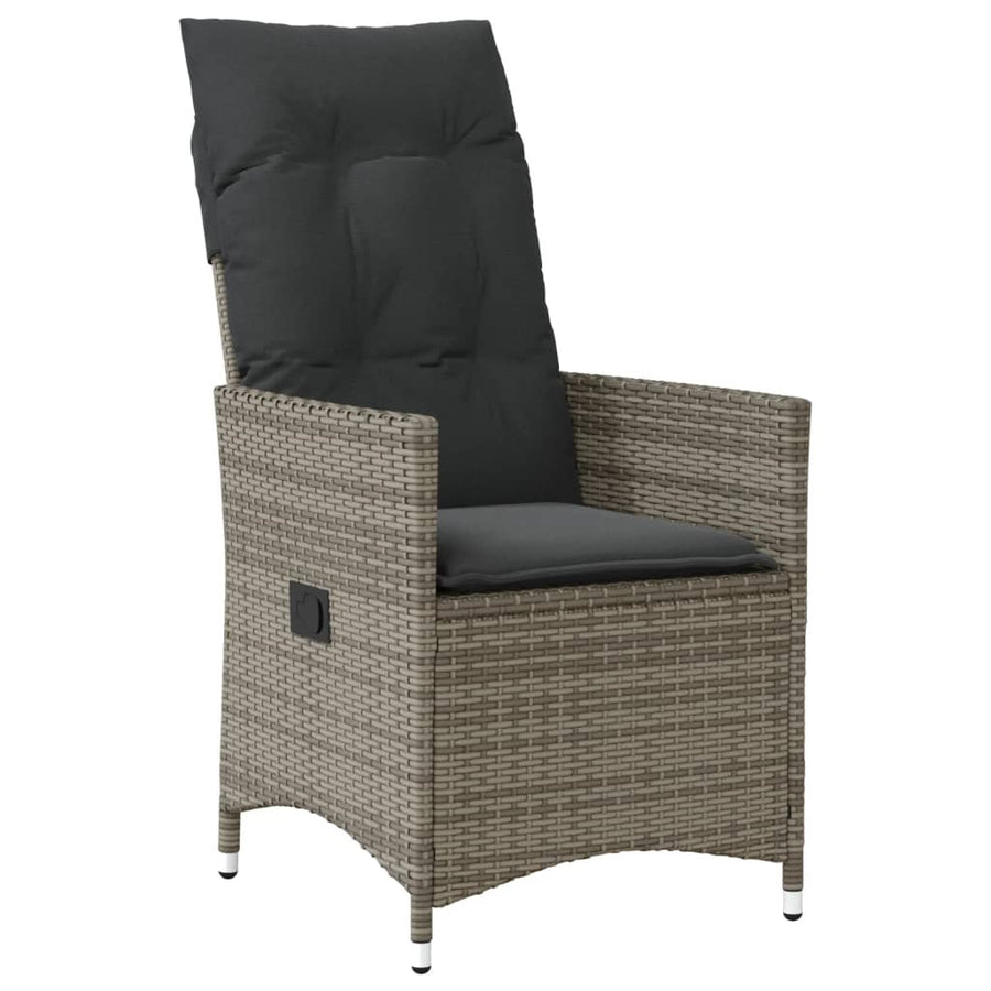 Tuinstoel verstelbaar met kussens poly rattan grijs