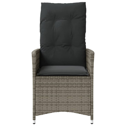 Tuinstoel verstelbaar met kussens poly rattan grijs