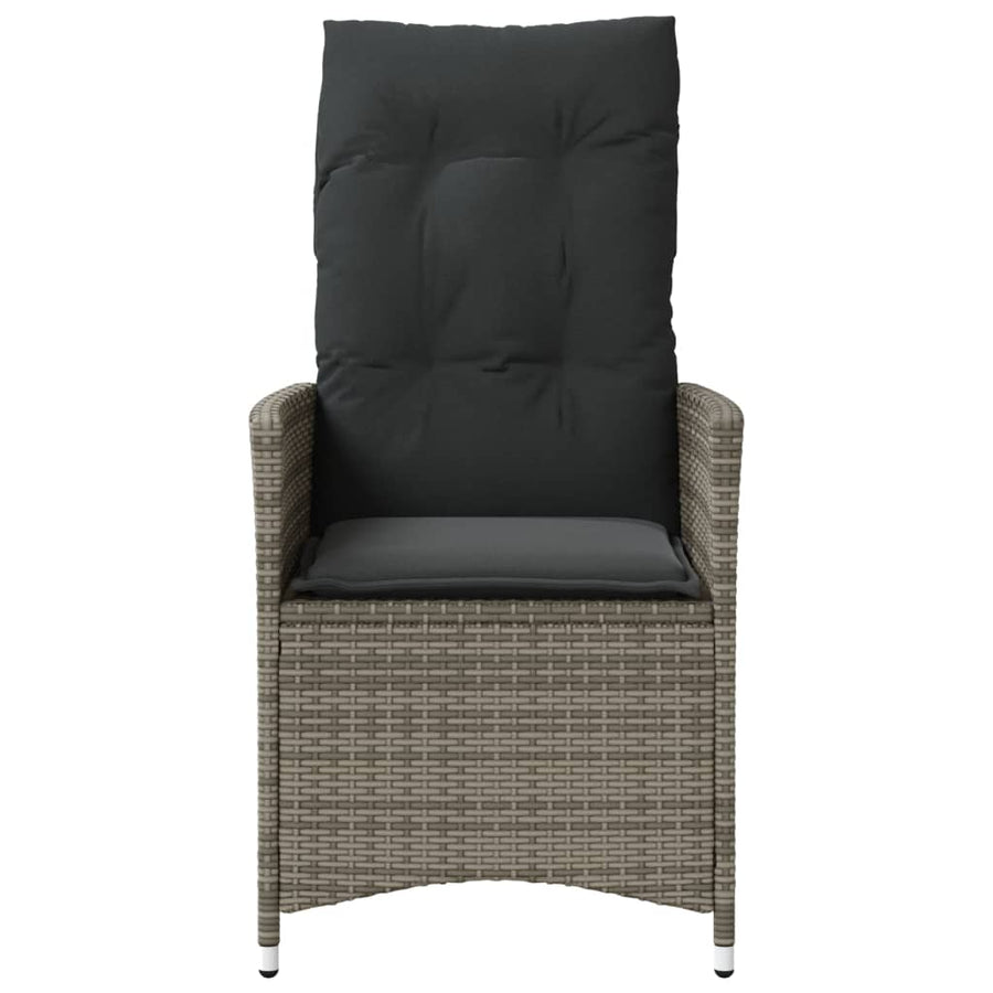 Tuinstoel verstelbaar met kussens poly rattan grijs