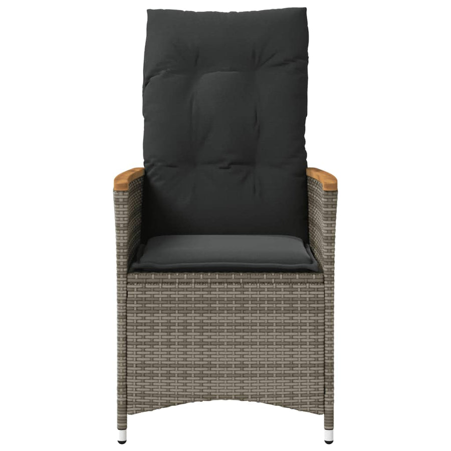 Tuinstoel verstelbaar met kussens poly rattan grijs