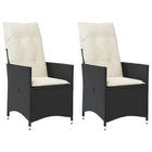 Garden chairs 2 pcs adjustable with cushions poly rattan black