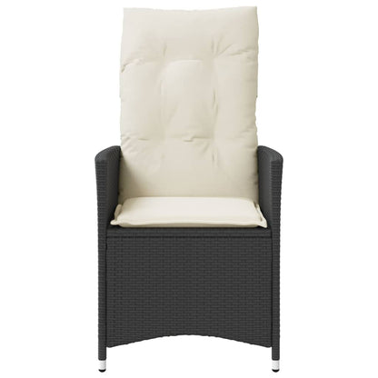 Tuinstoelen 2 st verstelbaar met kussens poly rattan zwart
