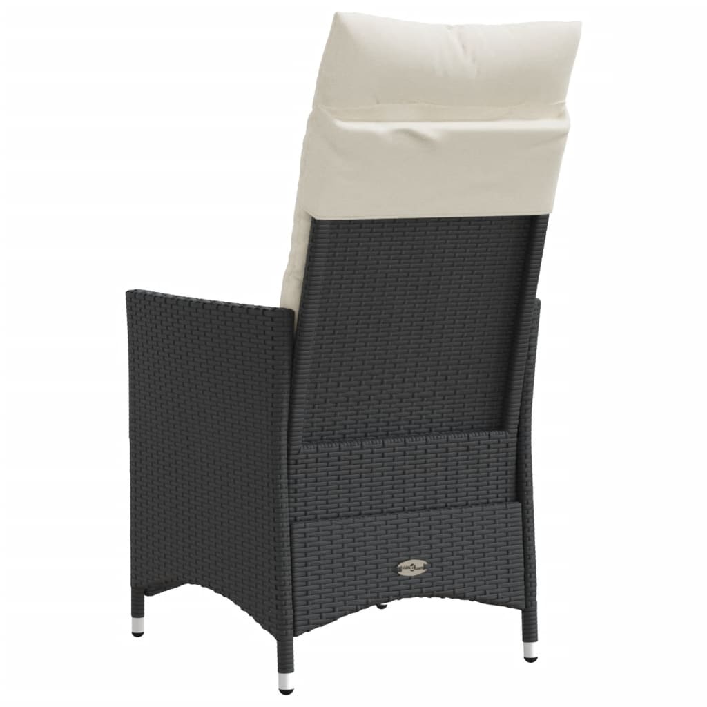 Tuinstoelen 2 st verstelbaar met kussens poly rattan zwart