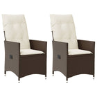 Garden chairs 2 pcs adjustable with cushions poly rattan brown
