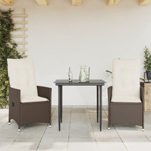 Tuinstoelen 2 st verstelbaar met kussens poly rattan bruin
