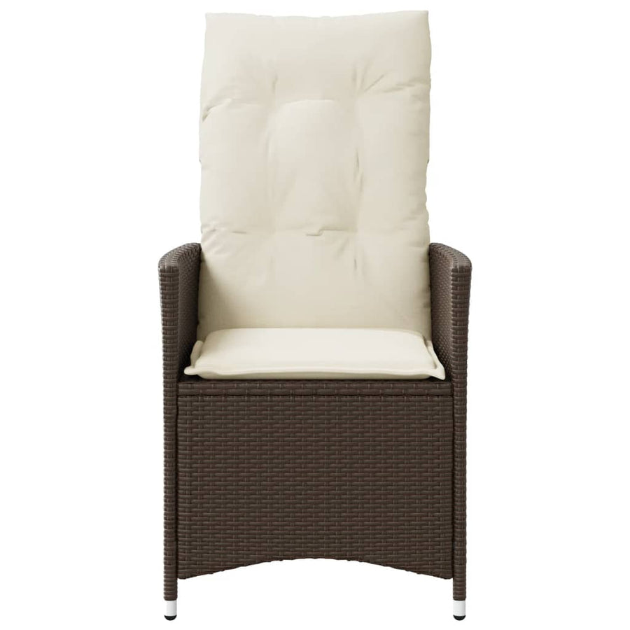 Tuinstoelen 2 st verstelbaar met kussens poly rattan bruin